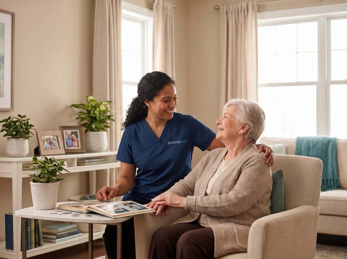 Registered nurse providing in-home wound care to a senior