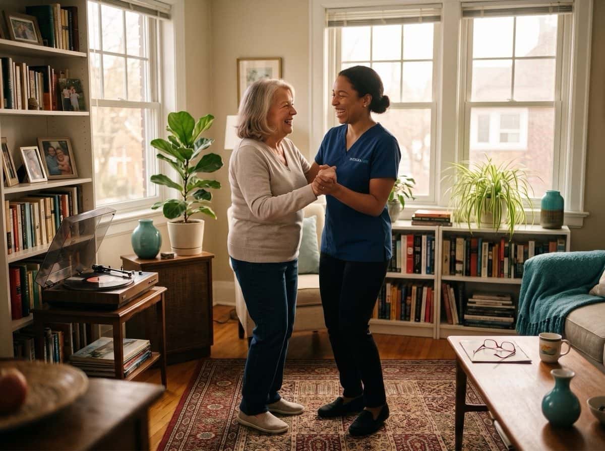 Caregiver sharing companionship with a senior at home in Ottawa