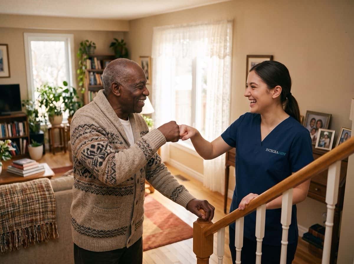 Personal support worker helping a senior at home in Ottawa